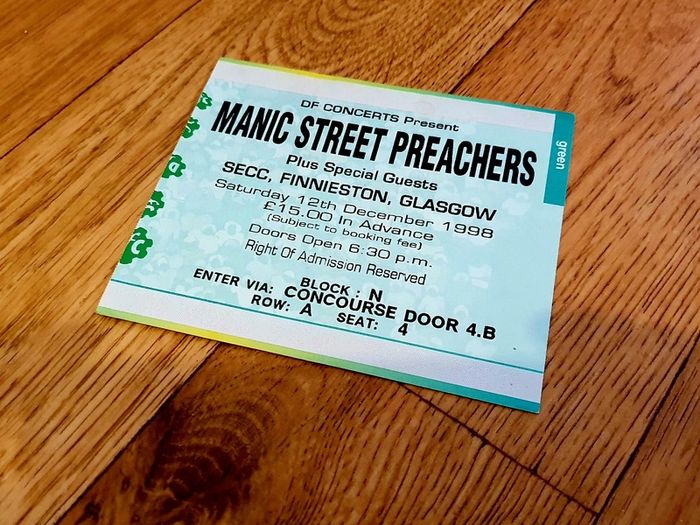 Manic Street Preachers Concert Ticket - SECC Glasgow 1998 - Original