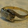 18ct Gold & Platinum Three Stone Diamond Crossover Ring - Size L, 2.7g, Antique/Vintage Image 4