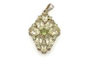 Vintage 925 Sterling Silver Citrine &amp; Peridot Pendant