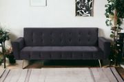 Black Luxury Velvet Sofa Bed with Golden Legs