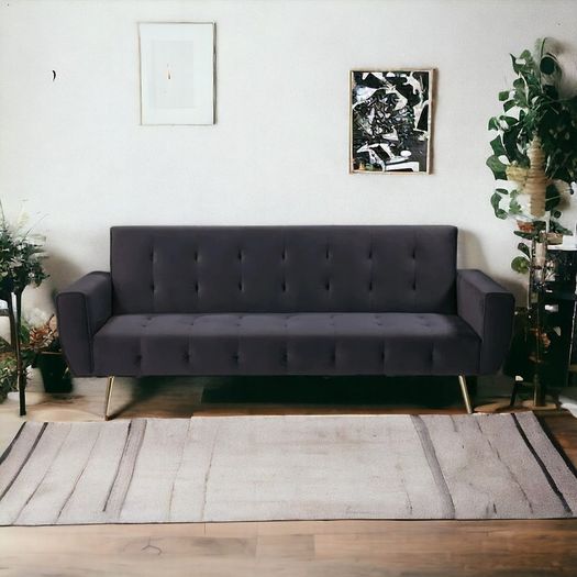 Black Sofa Bed with Golden Legs