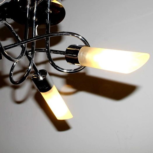 Curved Arm Ceiling Light, Ceiling Light Fittings, Metal & Glass, 3 Way Polished Chrome Flush Curved Arm Ceiling Spotlight for Living Room, Bedroom, Kitchen, and Hallway.