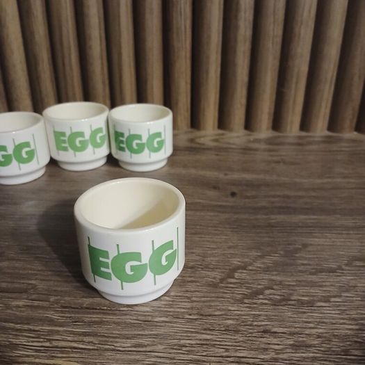 Hornsea Pottery Green Stripe Pattern Set of 4 Egg Cups