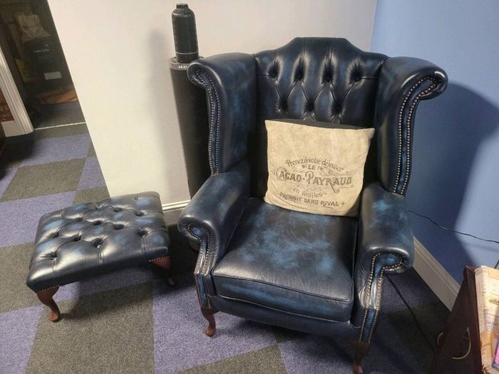 Chesterfield sofa ,armchair and footstool
