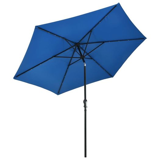 Outdoor Parasol with LED Lights and Steel Pole 300 cm Azure