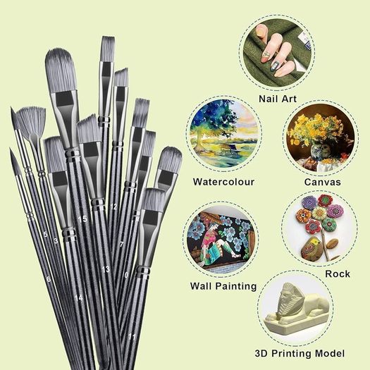23 PCS Set Paintbrush, Professional Assorted Shape Soft Hair Bristle Art Brushes, All Purpose Artist Paint Brushes for Premium Adult Detail, Gouache, Acrylic, Oil Painting or Beginner