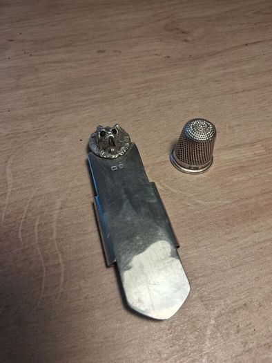 Early 20th Century Sterling Silver Money Clip and Thimble