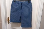 M &amp; S chino shorts size 8 blue denim white pinstripe