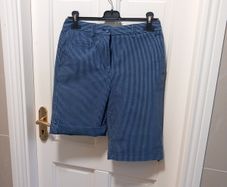 M & S chino shorts size 8 blue denim white pinstripe
