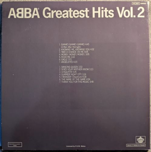LP ABBA  Greatest Hits Vol. 2 - Vogue - 1979, French press.