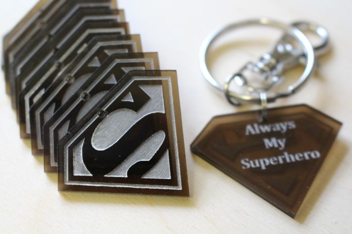 Personalised Custom Waterproof Logo SuperMan Keychain Keyrings Acrylic Gift Laser Engrave