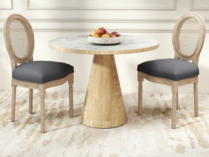 Set of 2 Dining Chairs - Louis XVI Style Medallion Living Room Chair