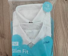 F&F School Shirts x2 White Slim Fit Age 6-7 Long Sleeve - Unworn