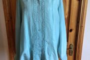 Ann Harvey Ladies Green Silk Blouse / Shirt Size 26 Includes Post