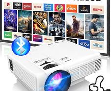 Mini Projector with Bluetooth and Projector Screen, Full HD 1080P Supported 7500 lux Portable Video-Projector, Home Theater Movie Projector Compatible with HDMI,VGA,USB,AV,Laptop,Smartphone (FREE SHIPPING)