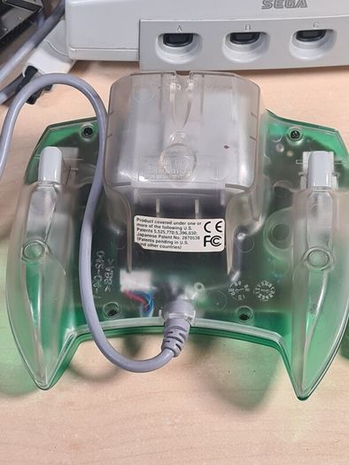 Sega Dreamcast Console With Green Controller Joypad Visual Memory Unit Vmu And Rumble Pack