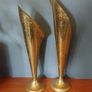 A Fabulous Pair of Rare Antique/Vintage Brass Arts & Crafts Style "Calla Lily" or "Trumpet" Vases with Hand-Beaten Repousse Finish  - Priced as a Pair, But Can be Sold Separately Image 4