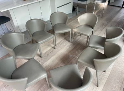 Calligaris all leather dining chairs (8)