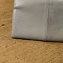 River Island clutch purse featuring a dual-texture gray flap panel design and a central dark metallic logo plate. Perfect inside. Image 5