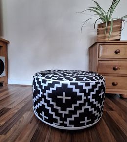Stylish Geometric Pouffe Footstool or Extra Seat