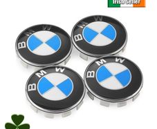 x4 56mm BMW SERIES 1 3 5 X1 X3 X5 MSPORT Alloy Wheel Centre Caps Blue & White