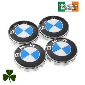 x4 56mm BMW SERIES 1 3 5 X1 X3 X5 MSPORT Alloy Wheel Centre Caps Blue & White