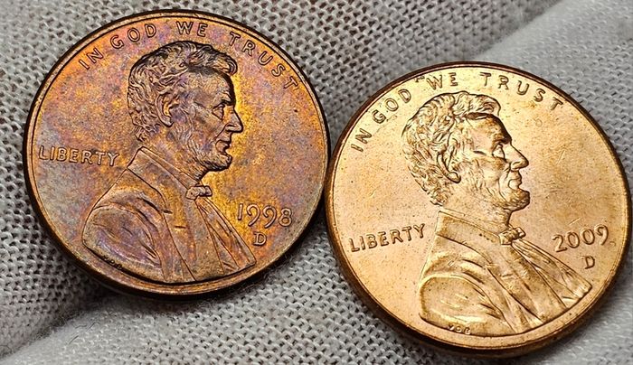 USA United States 1998 D and 2009 D Lincoln 1 Cent Pennies Beautiful!!