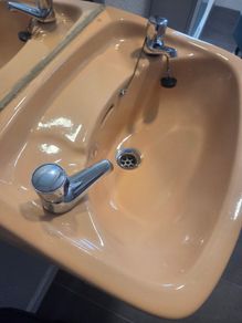 Retro bathroom sink and toilet