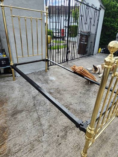 19th Cent three foot wide all brass bed . polished.