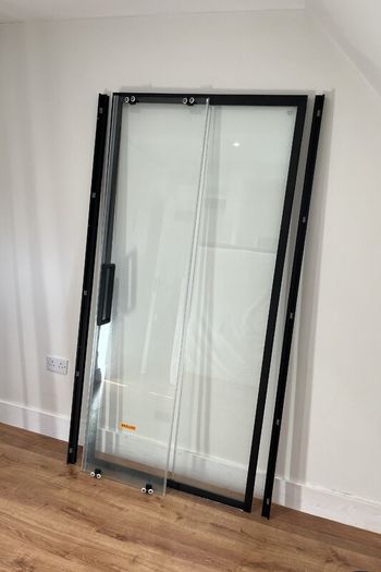 Shower Sliding Door Metal Black 1000 mm Sonas ASPECT