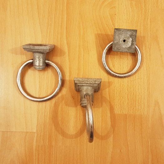 Vintage-style cast aluminium  ring drop handles  3 pc
