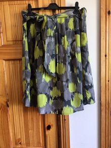 Per Una Ladies Lime Green & Grey A line semi pleat skirt size Uk 16 includes post
