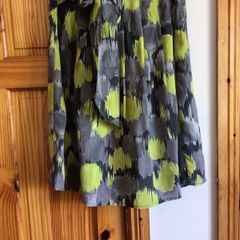 Per Una Ladies Lime Green & Grey A line semi pleat skirt size Uk 16 includes post