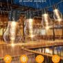 Solar Festoon Lights Outdoor,14M/46FT USB&Solar String Lights with Remote, 30LED Shatterproof Bulbs, IP65 Waterproof for Garden, Gazebo Patio Party Wedding Decor Image 4