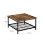 Coffee table square coffee table, coffee table, made of steel, with mesh shelf, square, industrial design, for living room, vintage brown-black Image 6