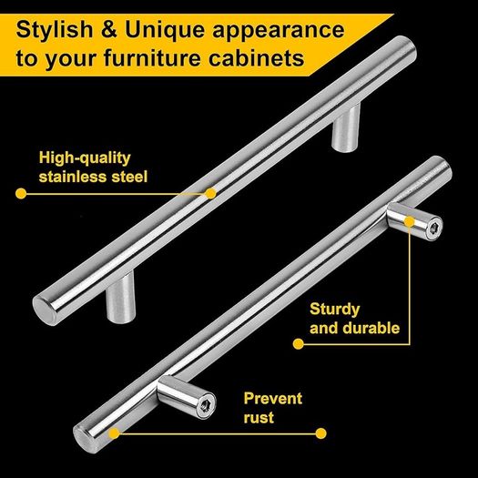 NEW SALE | Premium 10 Pack with 2screws Cabinet Handles - 128mm Stylish Kitchen Cupboard & Wardrobe Door Handles - Perfect for Kitchen Furniture & Home Furniture