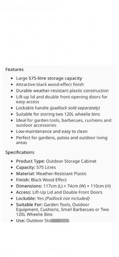 Garden Storage Box 2Door & Lift-Up Lid