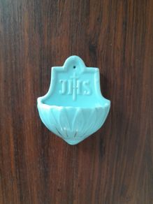 Vintage Porcelain Holy Water Font