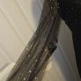 Black Gold Sparkle Mesh Sleeve Midi Dress Evening Party Occasion Glam Image 3