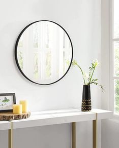 Black  Round Wall Mirror Bathroom Mirror
