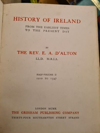 A History Of Ireland. Half Of Volume 2. Hardback.