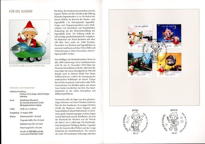 2009 Bundes Republic Deutschland (Germany) Federal Annual Stamp EFT Collection 2009 with 43 images of contents
