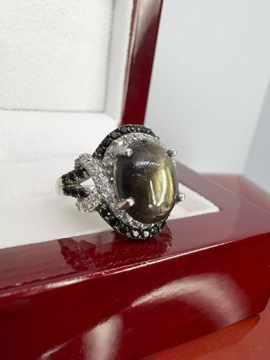Silver Chantaburi Black Star Sapphire Cocktail Ring