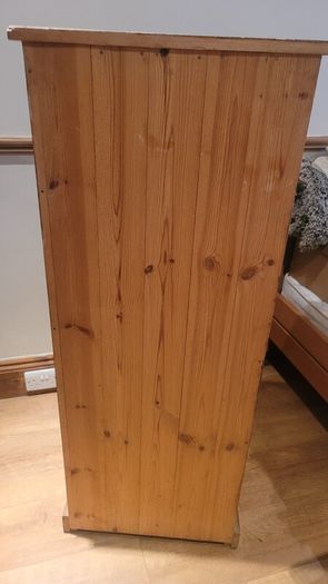 Vintage Handmade Waxed Pine Tall Boy 5 Drawer Unit