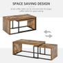 Coffee Tables Nesting Table Set of 2 Side Table w/ Metal Frame for Living Room Bedroom Black & Brown Image 5