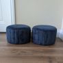 Navy Cushions (2) & Footstools (2) Image 4
