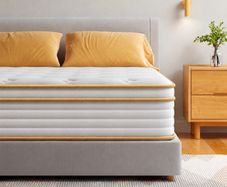 Kingsize Mattress 150x200 25cm Hybrid 5ft Mattress with Memory Foam & Pocket Springs 8-Layer 7-Zone Orthopaedic Euro Top Medium Firm for Pressure Relief & Motion Isolation(Yellow)