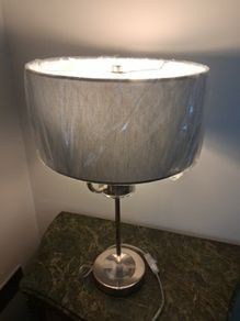 New Table Lamp Twin Bulb Grey lamp Shade,  metal & glass construction