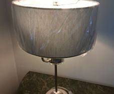 New Table Lamp Twin Bulb Grey lamp Shade,  metal & glass construction