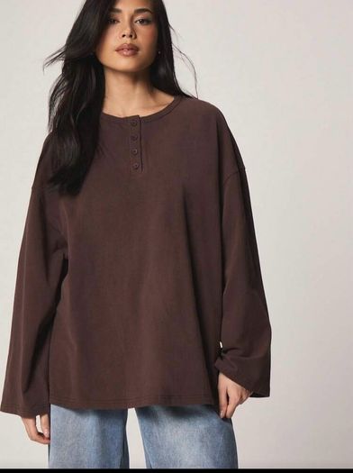 Missguided @ Shein Brown Oversized Long Sleeved  Sweatshirt Size Large UK 14